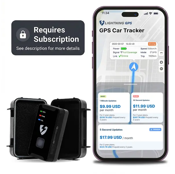 Lightning GPS GL300 Car Tracker Device for Vehicles w/ Magnetic Case (Subscription Required) – Hidden GPS Tracker for Fleet Security, Long Range Vehicle Tracking, Discreet, Ideal for Cars and Trailers