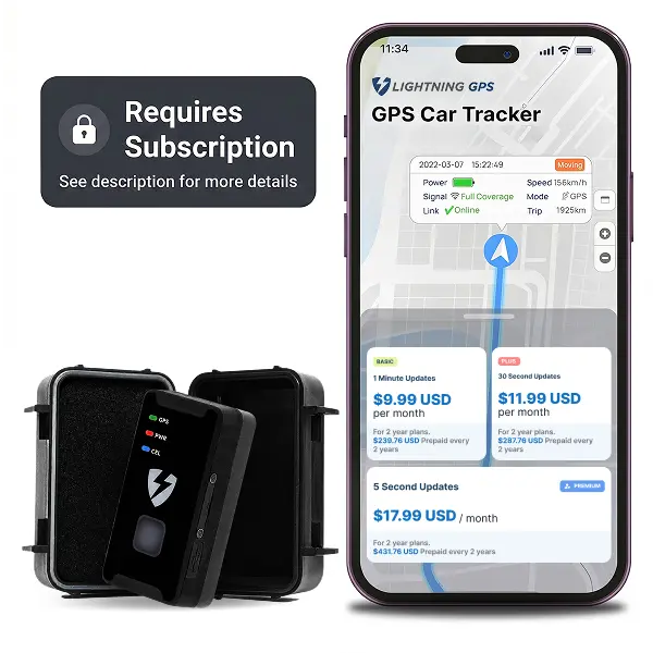 Lightning GPS GL300 Car Tracker Device for Vehicles w/ Magnetic Case (Subscription Required) – Hidden GPS Tracker for Fleet Security, Long Range Vehicle Tracking, Discreet, Ideal for Cars and Trailers