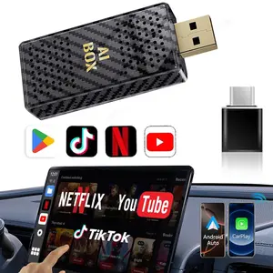 【FIFA World Cup 2026】Yurnlv Mini AI Box - Streaming Netflix/Youtube/Tiktok to your car! 4 in 1 Wireless CarPlay and Android Auto Adapter suitable for Factory wired CarPlay Cars