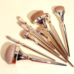 9pcs Rose Golden Professional Makeup Brush Set - Includes BB Cream, Contour, Foundation, and Eyeliner Brushes for Complete Makeup Application, 9Pcs Rose Golden Makeup Set
