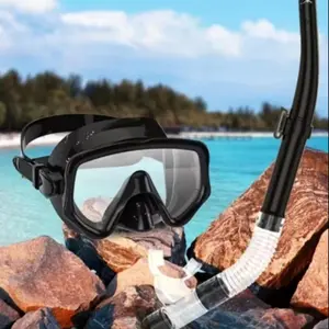 Wide Angle Diving Mask Set with Transparent Tube and Comfortable Soft Pads, Unisex Full View Snorkel Mask for Swimming and Scuba Diving, Goggles Mask