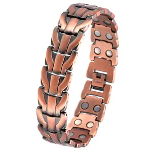 Copper Color Magnetic Therapy Bracelet for Men with Therapy Bracelet