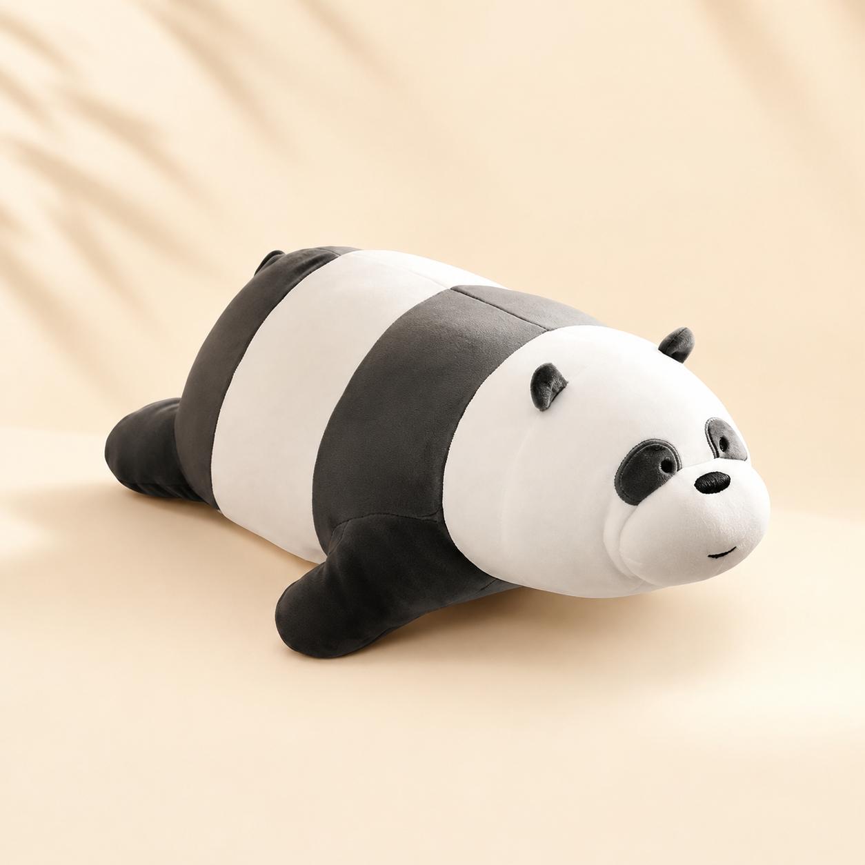 MINISO Cute Lying Bear Plush Pillow, Soft Huggable Stuffed Animal Doll, Cozy Bedtime Companion for Kids Girls Bedroom Sofa Decor Gift