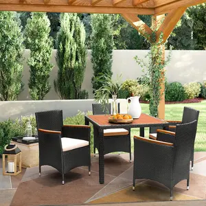 HOMALL 5/7/9 Piece Patio Dining Set Outdoor Acacia Wood Table and Chairs with Soft Cushions Wicker Patio Furniture for Deck, Backyard, Garden