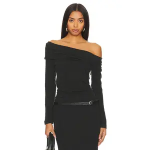 Enza Costa Cashmere One-shoulder Top in Charcoal