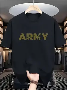 Men's Army Themed Soft & Comfortable T Shirt Casual Summer Tee with Bold ARMY Same Style for Men and Women 2026 Summer Short Sleeved Printed T Shirt 180GSame Style for Men and Women  Summer Short-sleeved Printed T-shirt Pure 220G