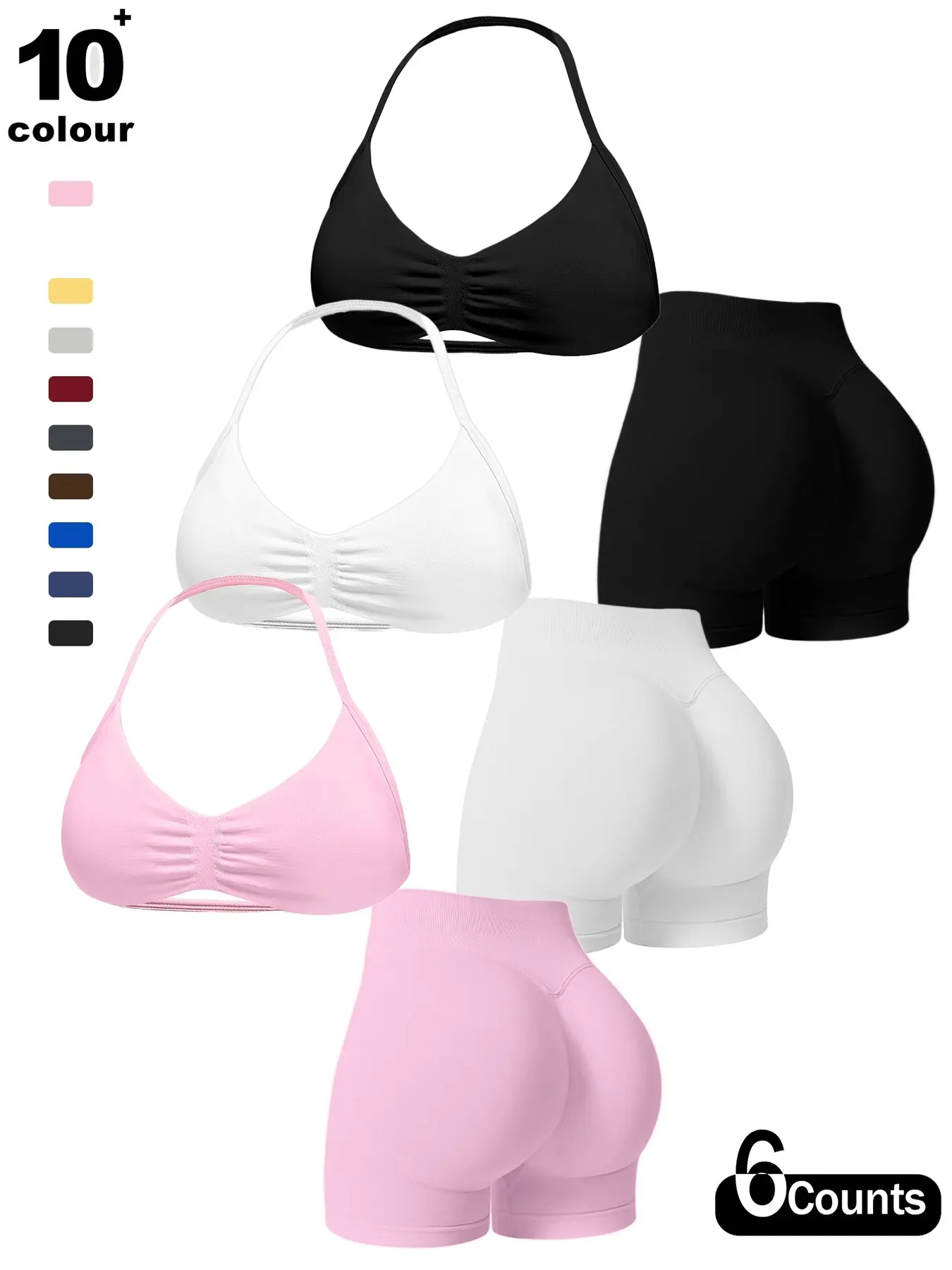 Women's Seamless Yoga Set with Bra, Gym Shorts and Sports Bra, Tight-Fitting Sportswear for All Seasons, 2 Piece Workout, Seamless Yoga Outfits, Seamless Workout Sets