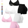 Women's Seamless Yoga Set with Bra, Gym Shorts and Sports Bra, Tight-Fitting Sportswear for All Seasons, 2 Piece Workout, Seamless Yoga Outfits, Seamless Workout Sets, Exercise Clothing
