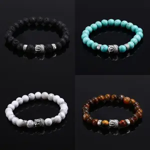 Lava Stone & Buddha Head Mala Bracelet