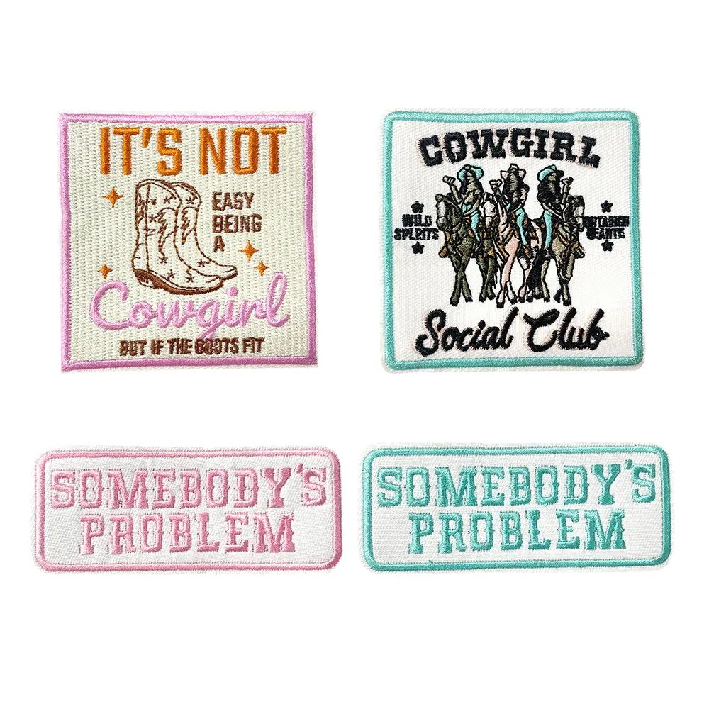 Western Cowboy Embroidery Patches Set, Cowgirl Problem Series, Denim Boots Club Elements, DIY Clothing Decoration Accessories, Appliques Embellishments