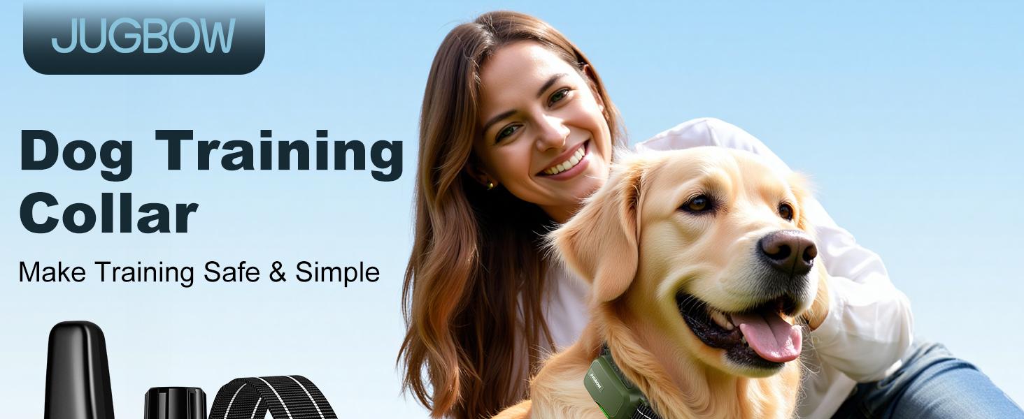 Jugbow Dog Training Collar - 4500FT with Remote, 4 Training Modes, Security Lock, IPX8 Waterproof, Rechargeable e-Collar for All Breeds DT61 Outdoor