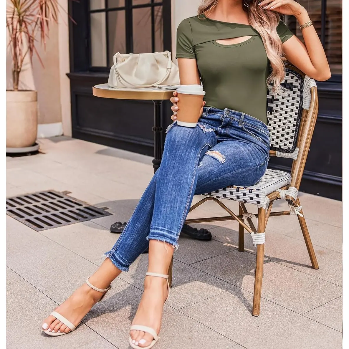 Women Ribbed Short/Long Sleeve Shirts Fashion Slim Fitted Clothes One Piece Cutout Tops 2025 S-XL Basic Shortsleeve