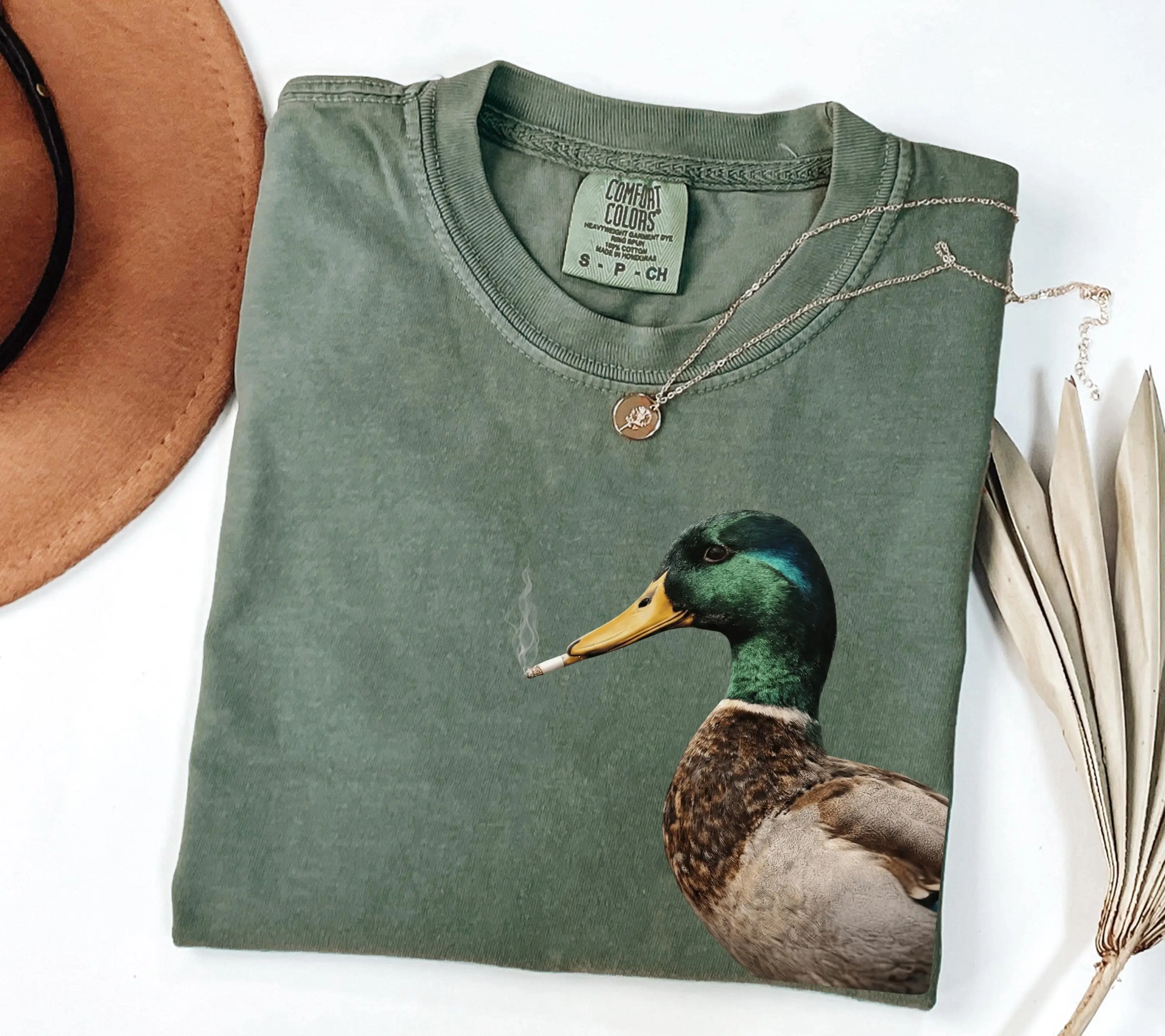 Comfort Colors Mallard Smoking Cigarette Meme Funny Mallard Duck Hunting  T-Shirt | Mallard Meme Graphic Tee | Unisex Novelty Animal Shirt