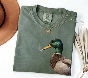 Comfort Colors Mallard Smoking Cigarette Meme Funny Mallard Duck Hunting T-Shirt | Mallard Meme Graphic Tee | Unisex Novelty Animal Shirt