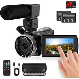 Video Camera Camcorder  4K 48MP Vlogging Camera for YouTube Digital Camera Recorder Video Camera for Filming with 3.0"  Screen,2  and 32G SD Card
