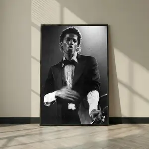Michael Jackson Vintage Concert Poster Print, Black And White Stage Portrait Wall Art, Pop Music Legend Decor For Home Office, Unframed ( Unframed - Print Only ) (No Frame)