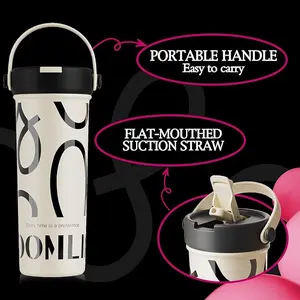 【LIVE PERKS - Monochrome Elegance 】GOOM | Graffiti 20oz Spill Proof Tumbler with Lid and Straw-White Bottle Coffee