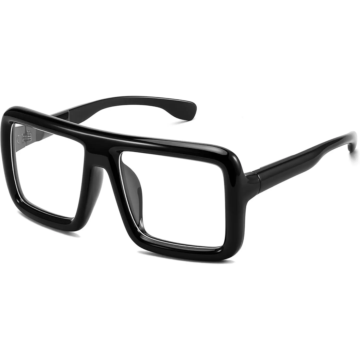 EyeconicFinds Square Oversized Blue Light Glasses Thick Fake Eyewear Frame for Women Men Nerd Glasses Costume Accessories B0241
