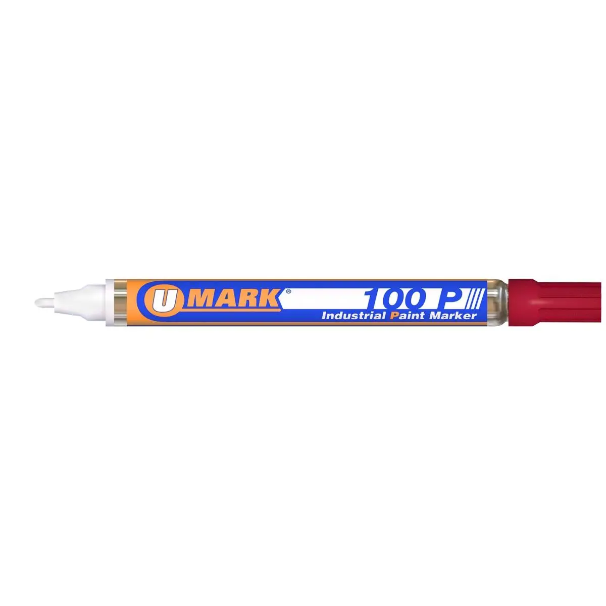 U-Mark Industrial Paint Marker - 100P Red Fine Line, Heavy Duty High Performance Oil-Based Formula, Precision Valve, Exceptional Outdoor Durability, Smooth Paint Flow, UV Resistance, Adheres to Rusty & Oily Metals, Adheres To Rusty And Oily Metals
