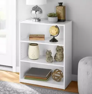 3-Shelf Bookcase with Adjustable Shelves, White