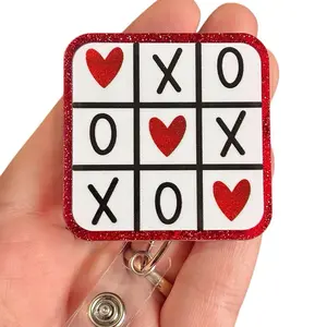 Glitter My Badge Valentine’s Day xoxo badge reel for nurse and hospital workers. Serious Goose Badge clip Badge pull - Retractable swivel clip with a 360 rotation. Great gift for coworker