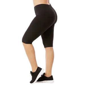 Women's Biker Shorts Cotton Knee Length Leggings Plus Size High Waisted No See-Through Workout Running Cycling Yoga Tummy Control Activewear