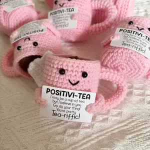 Handmade DIY Crochet Set Mini Tea Cup, Cute Gift, Perfect for Teachers, Colleagues, Friends, Graduation, Birthday, Party Decor, Positive Energy