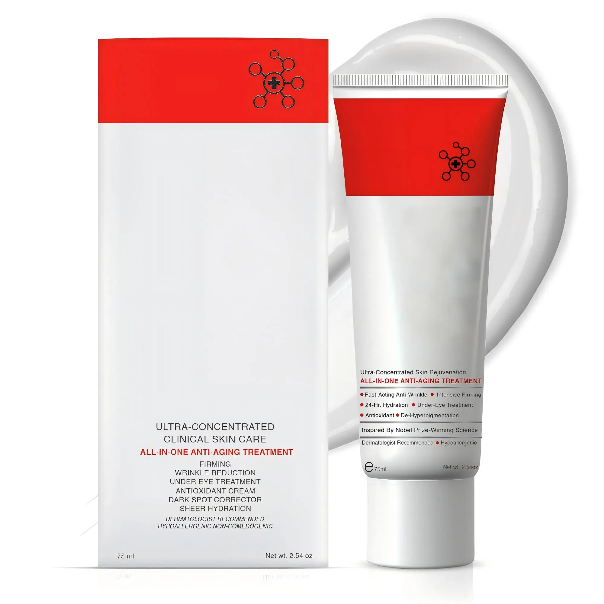 2-in-1 Anti-Aging Retinol & Vitamin C Face Cream - Firming Daily Moisturizer for Wrinkles, Fine Lines, Dark Circles - Hydrating Hyaluronic Acid Lightweight Serum for All Skin Types (2.54 oz)