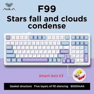 AULA F99 Wireless Mechanical Keyboard,Tri-Mode BT5.0/2.4GHz/USB-C Hot Swappable Custom Keyboard,Pre-lubed Linear Switches,Gasket Structure,RGB Backlit Gaming Keyboard for PC/Tablet/Xbox/PS4/PS5