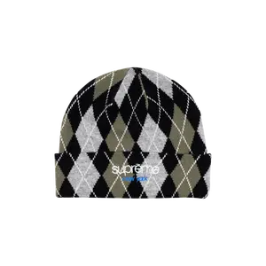 Argyle Cashmere Beanie "Black" SU296