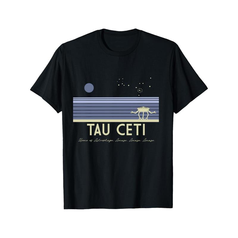 Men's Project Hail Mary Tau Ceti Print Short Sleeve Crew Neck T-Shirt 100% Cotton Black Menswear Top