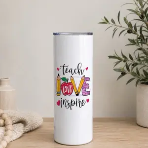 Teacher Appreciation Cup Tumbler with "Teach Love Inspire" Design Perfect for Educators and Teaching Enthusiasts