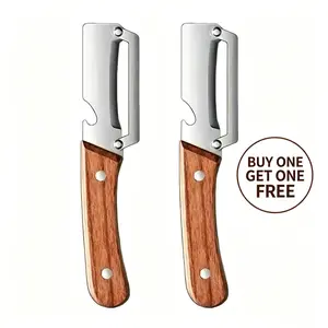 Buy One Get One Free! 2-in-1 Fruit & Veggie Peeler with Bottle Opener, Ultra-Sharp Stainless Steel, Ergonomic Non-slip Wooden Handle, Perfect for Daily Cooking & Outdoor Parties #Summervibes