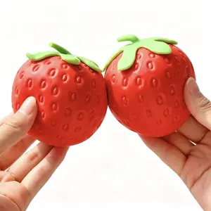 Toymendous Squeeze Strawberry - Extra Large 4" Squishy Stress Ball for Adults & Kids 3+ - Fruity Fidget Toy for Stress Relief & Sensory Play - Safe & Durable Non-Toxic Material