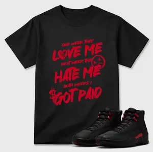 Love Me Shirt To Match 12 Bloodline Varsity Red University 2026, 12 Bloodline Sneaker Matching Shirt, Jordan Match Tee, Cotton Unisex Graphic T-Shirt