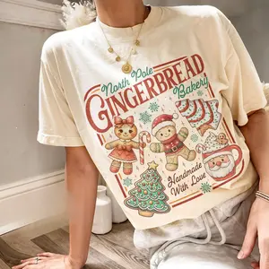 North Pole Gingerbread Shirt Comfort Color, Bakery Handmade with Love T-Shirt, Christmas Holiday Tee, Christmas Cookies, Trendy Christmas Graphic Shirts