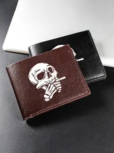 Cool Smoking Skull Print Bifold Wallet for Women Men, Unisex Multi-Card Slot Casual Wallet, Slim Card Holder with Bill Compartment, Perfect for Daily Use, Gift for Streetwear Lovers