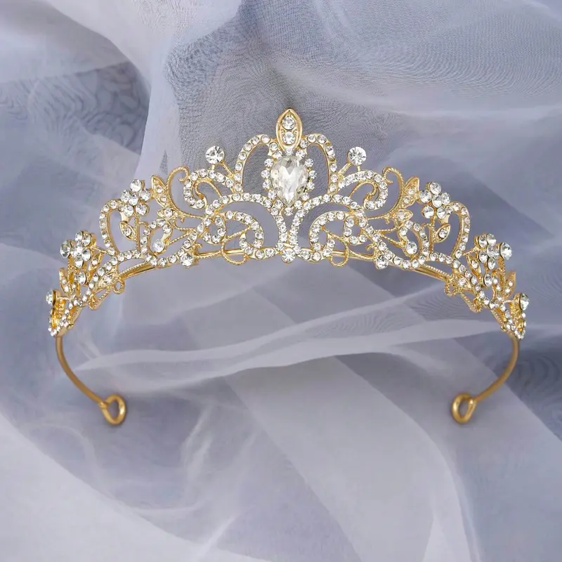Elegant Alloy Rhinestone Crown Headpiece Crystal Tiara for Women, Wedding Hair Accessories, Bridal Accessory, Perfect for Weddings Parties Special Occasions, Durable Fashion Accessory