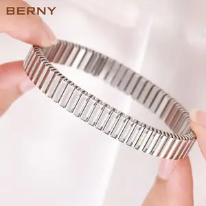 BERNY Silver Expansion Stretch Bracelet for Women & Men, Adjustable Stainless Steel Band, Elegant Lightweight Stackable Bangle, Versatile Ladies Jewelry, Female Fashion Accessory for Daily Outfits, Birthday Present Gift for Girls, Easter gift