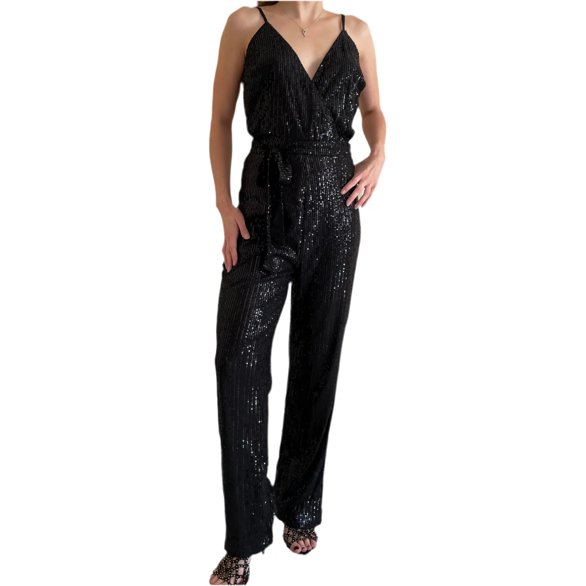 Glitter and Glam Sleeveless Sparkling Black Jumpsuit