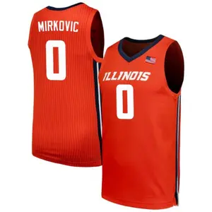Illinois #0 Mirkovic Basketball Jersey Orange Navy, College Basketball Jersey, Vintage Style Sports Shirt, Game Day Fan Apparel Gift