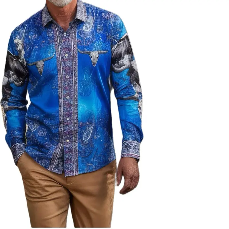 Bull rhinestone long sleeve shirt