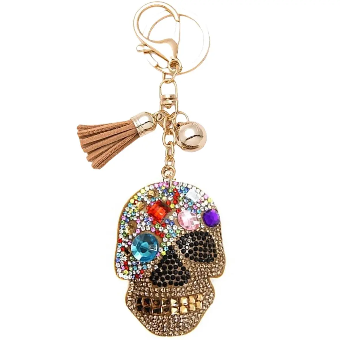 Gold Blush Seasonal Bling Bag Charm with Keychain, Fashion Accessory for Keys, Purse, Backpack decor keychain bag