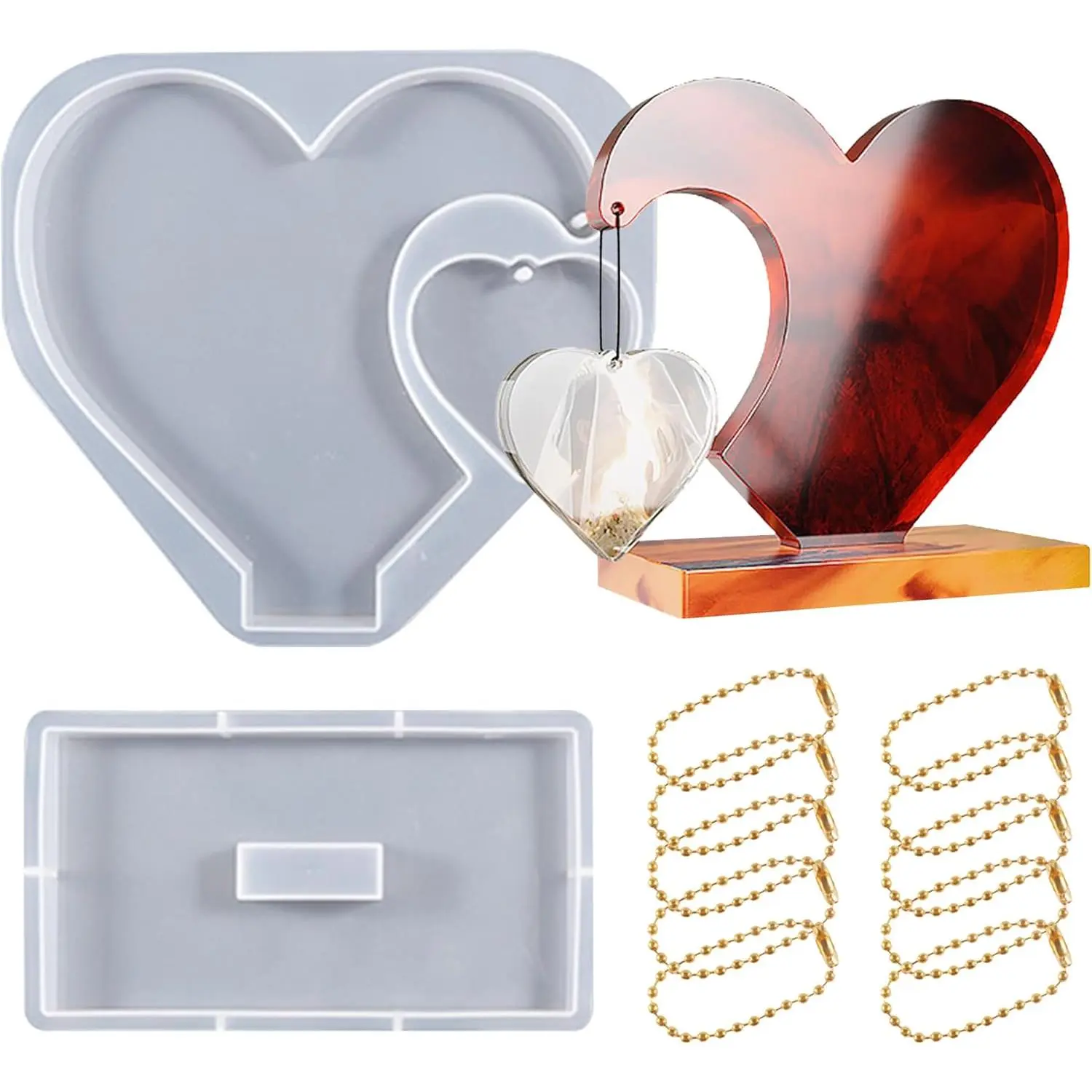 Molds  Photo Frame  Epoxy Casting Mould Heart-Shaped Epoxy  Molds for Desktop Decoration
