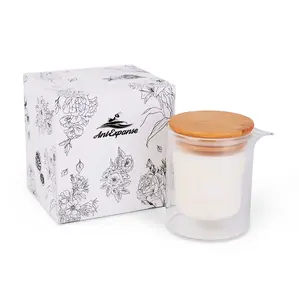 Soy Massage Oil Candle, 6.5 OZ Beautiful Double Layer Glass Low Temp Vanilla, Moisturizing Essential Oils Body Massage for Home & Spa, Intensive Skin Treatment Candles