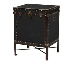 Baxton Studio Laura Black Canvas Lift-Top Trunk End Table