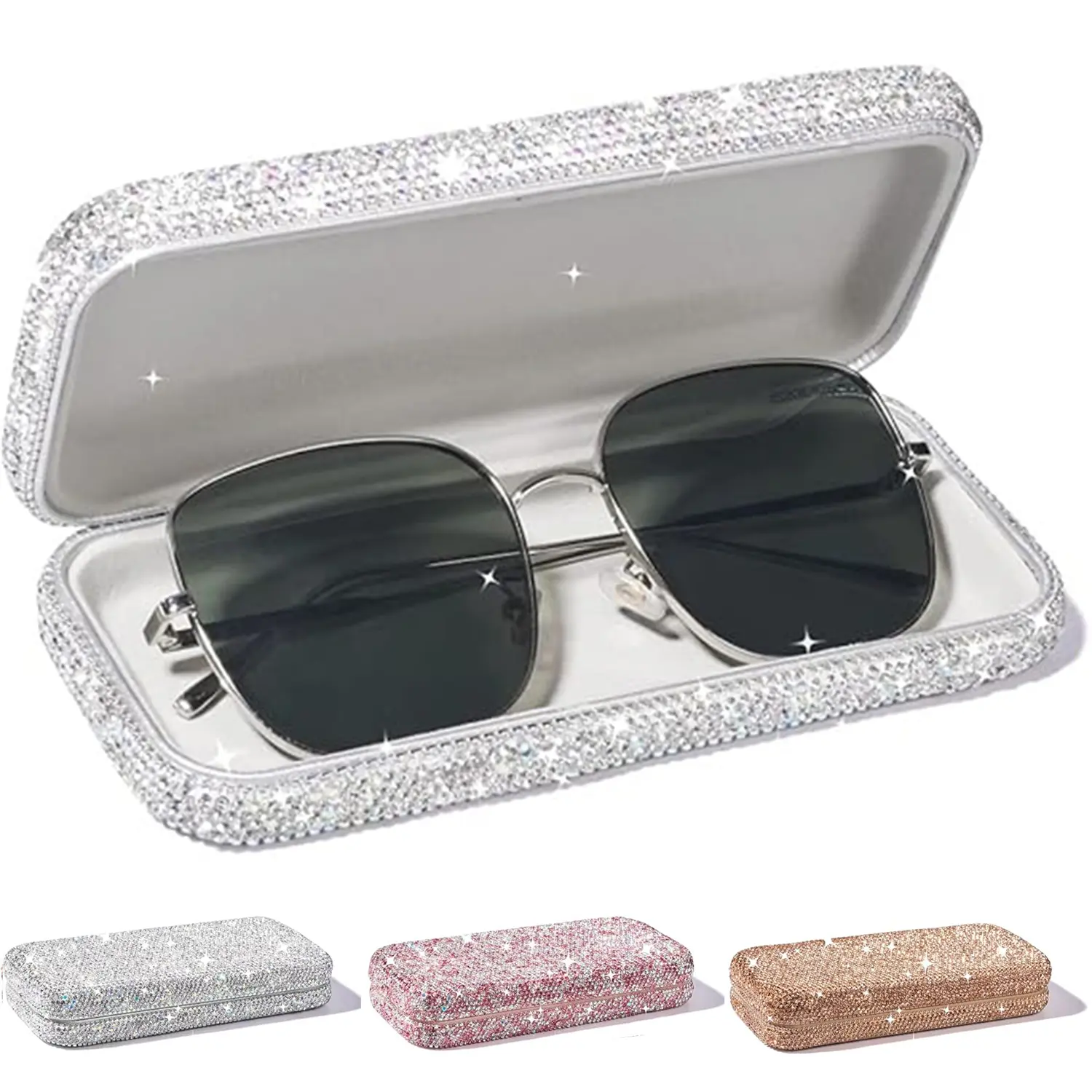 Rhinestone Embellished Hard - Shell Sunglasses Case | Sparkling Protection, Glamorous Design​