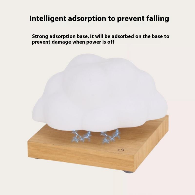 Magnetic Levitating Cloud Lamp Wireless Floating Night Light Auto Rotating LED Table Lamp with 3 Modes for Home Room Office Decor