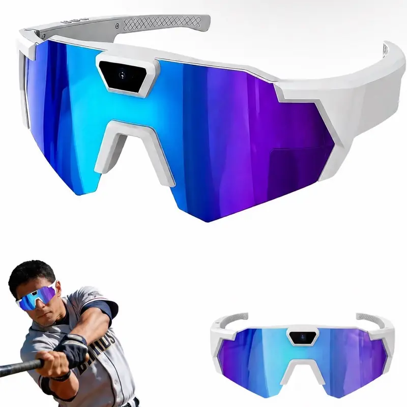Smart POV Camera Glasses - Wearable Bluetooth Gadget for Men, Anti-Glare Lightweight Casual Sports Eyeglasses, 1080 Full HD Recording, Water Resistant, Hands-Free Photo Capture, Batteries Included for Running Cycling Device