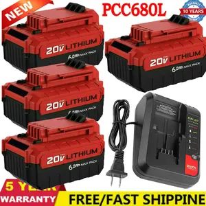 High quality for PORTER CABLE 20V 20 Volt Lithium Battery /Charger Max 6.0Ah PCC680L PCC685L